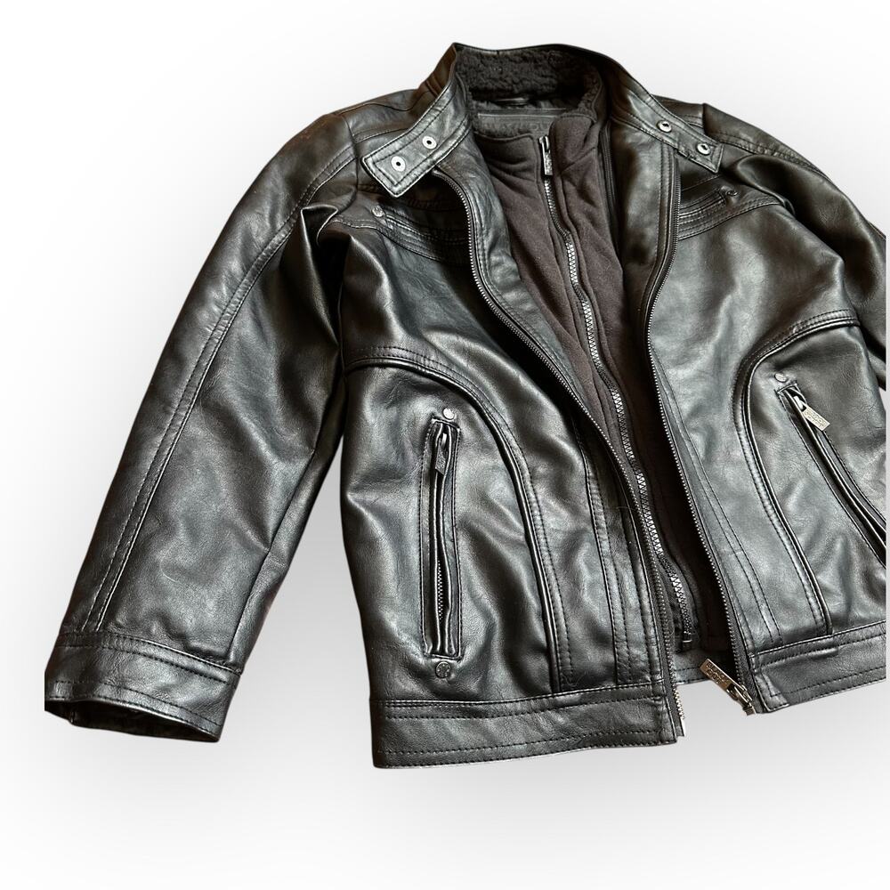 Blackout Genuine Goods Faux Leather Moto Jacket Removable Lining Kid’s Size 7/8